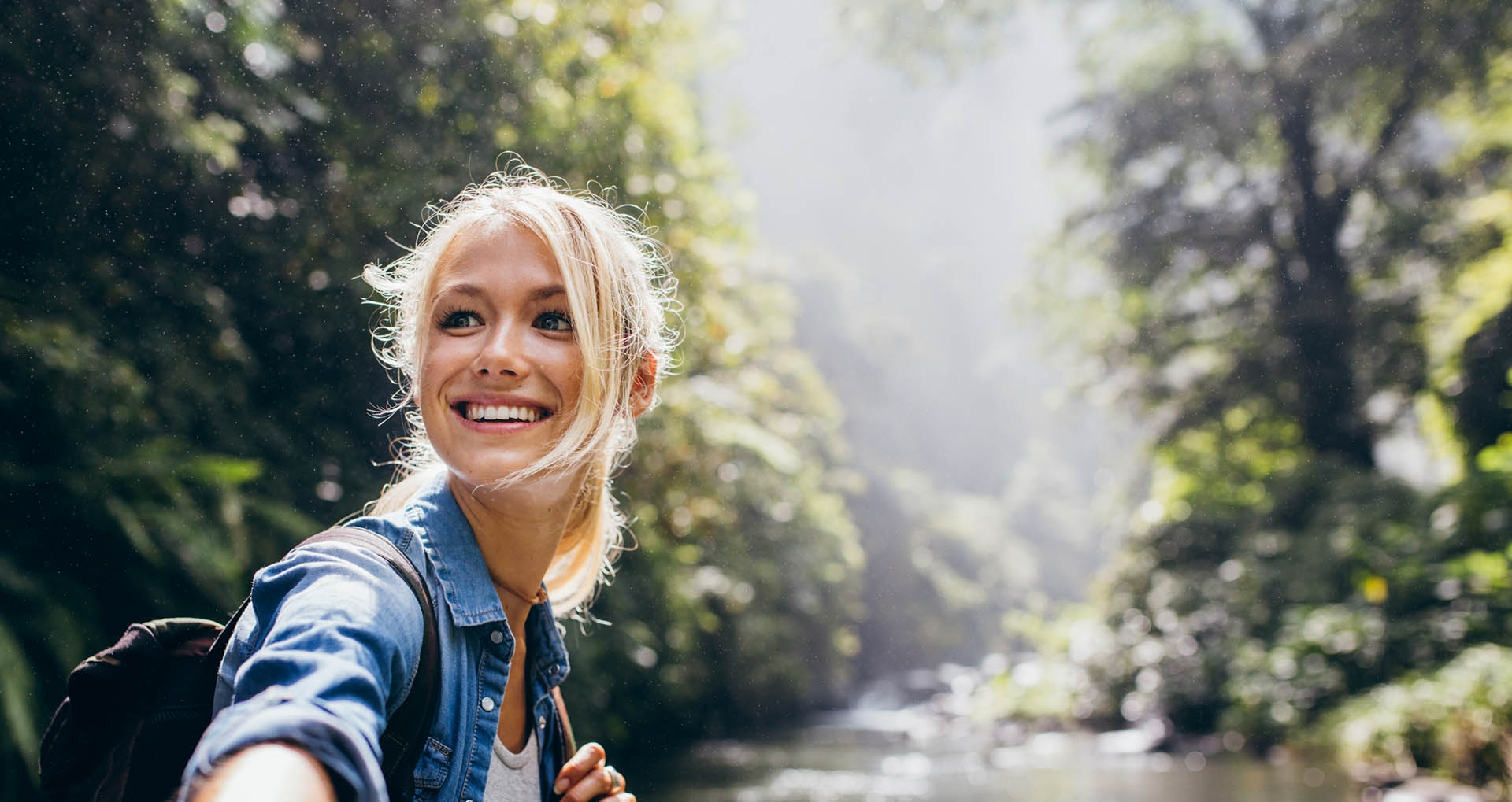 A woman having a hike